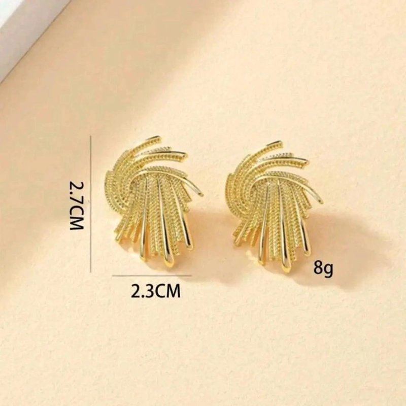 AROS ABSTRACTOS DE DAMA EN BAÑO DE ORO 18K ELEGANTES - 5