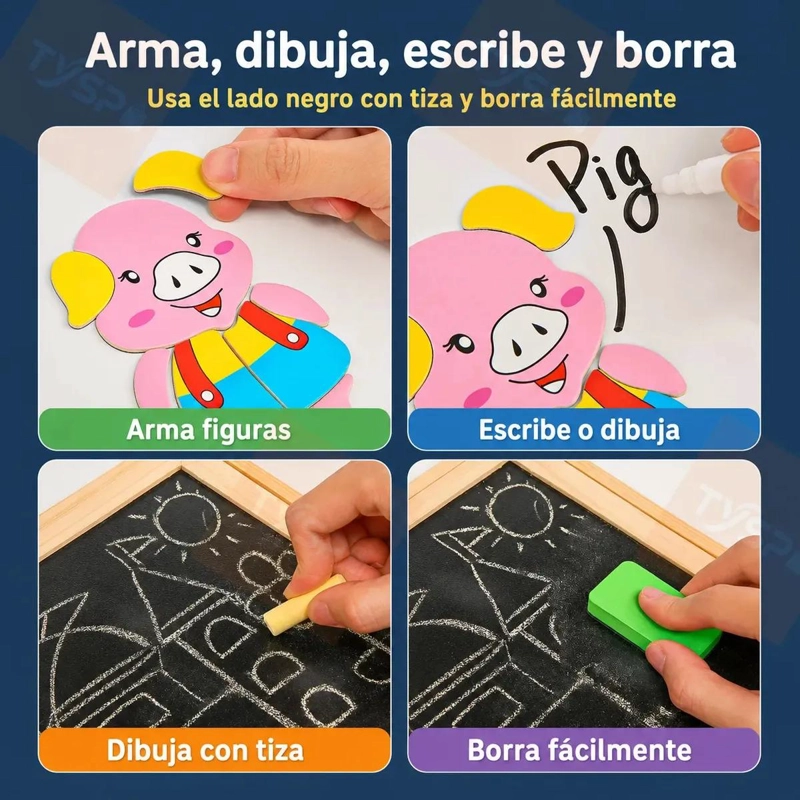 ROMPECABEZAS MAGNE TICO DE MADERA CON TEMATICA DE CIRCO - 1