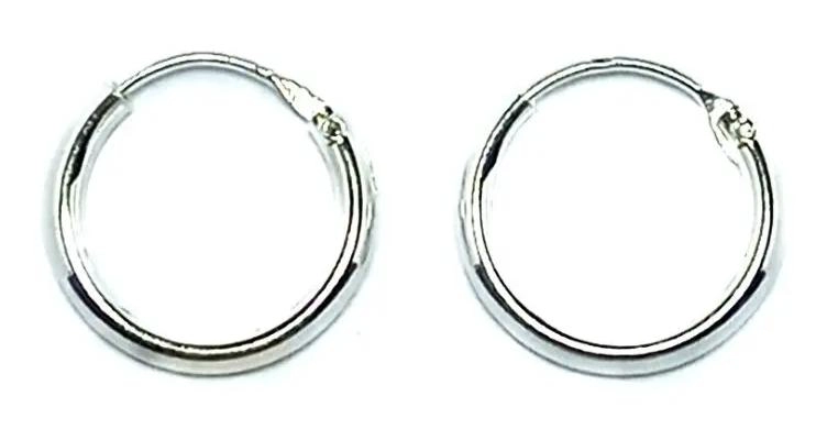 AROS DE ARGOLLA DE PLATA FINA 925 DE 12MM - 1