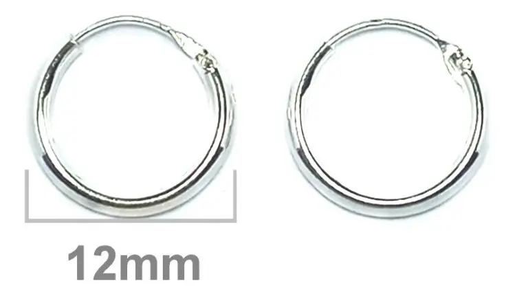 AROS DE ARGOLLA DE PLATA FINA 925 DE 12MM - 2
