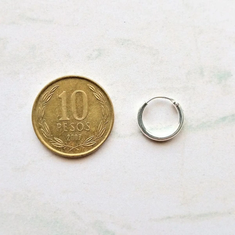 AROS DE ARGOLLA DE PLATA FINA 925 DE 12MM - 3
