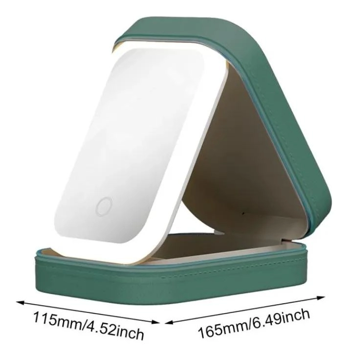 ESTUCHE DE MAQUILLAJE COMPACTO CON ESPEJO LED Y LUZ AJUSTABLE - 2