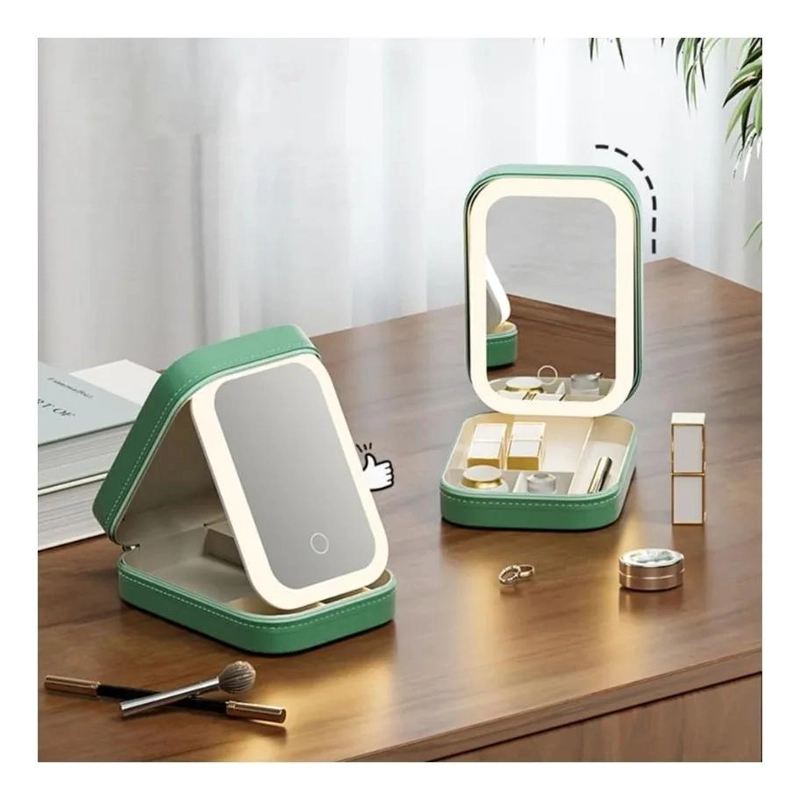 ESTUCHE DE MAQUILLAJE COMPACTO CON ESPEJO LED Y LUZ AJUSTABLE - 5