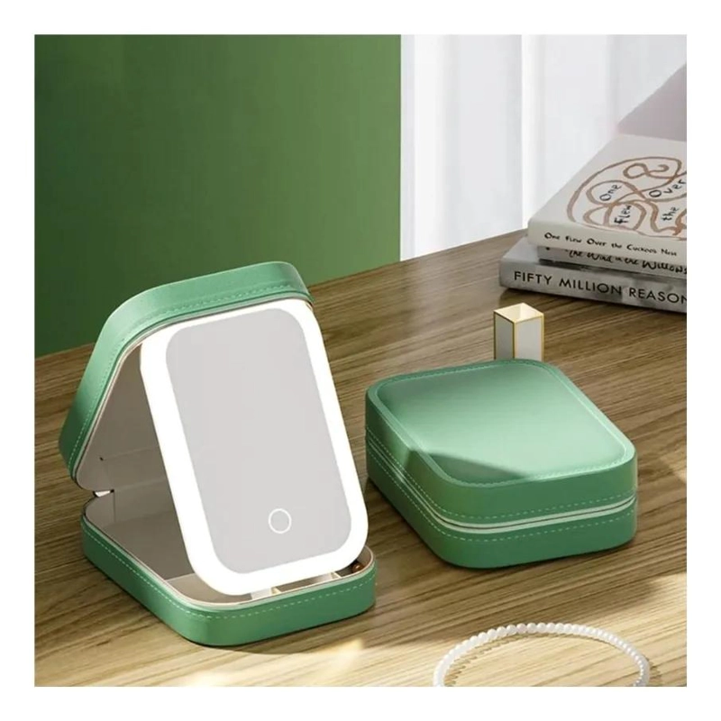 ESTUCHE DE MAQUILLAJE COMPACTO CON ESPEJO LED Y LUZ AJUSTABLE - 6