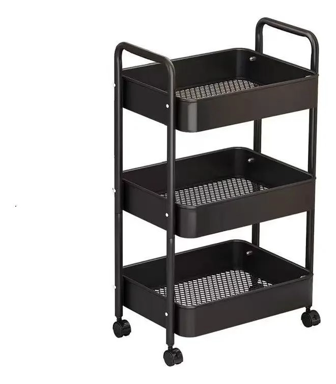CARRITO ORGANIZADOR METALICO CON RUEDAS Y 3 ESTANTES - 4