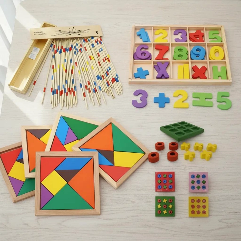 JUGUETE DIDACTICO DE MADERA PARA NIÑOS PACK DE 4 PIEZAS - 1