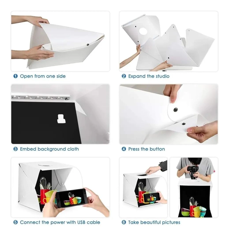 MINI ESTUDIO PLEGABLE PARA FOTOGRAFIA CON LUZ LED - 7
