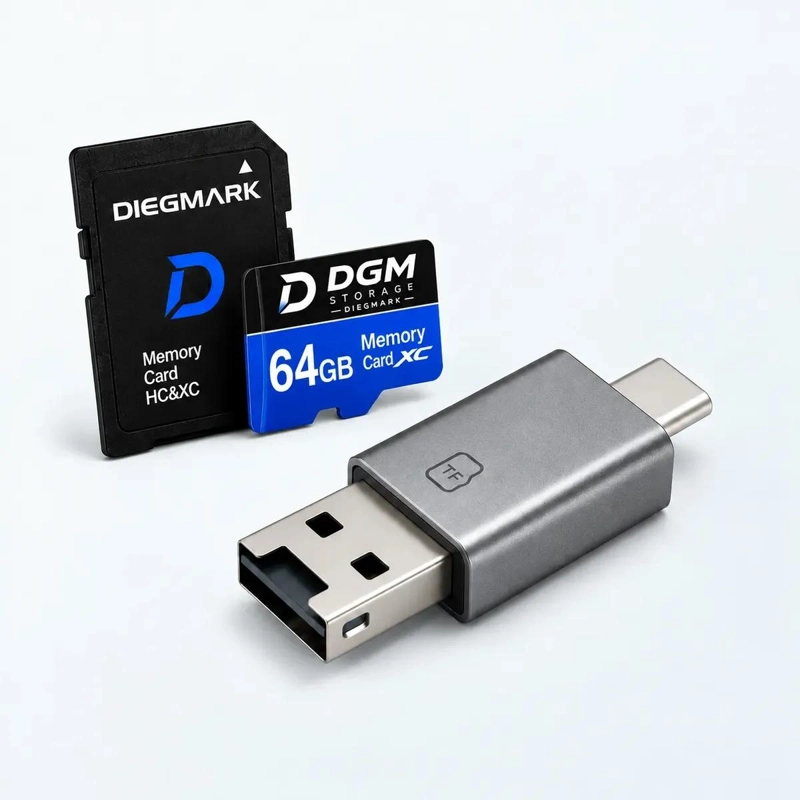 KIT LECTOR DE TARJETAS 2 EN 1 Y MICROSDXC 64GB - 1