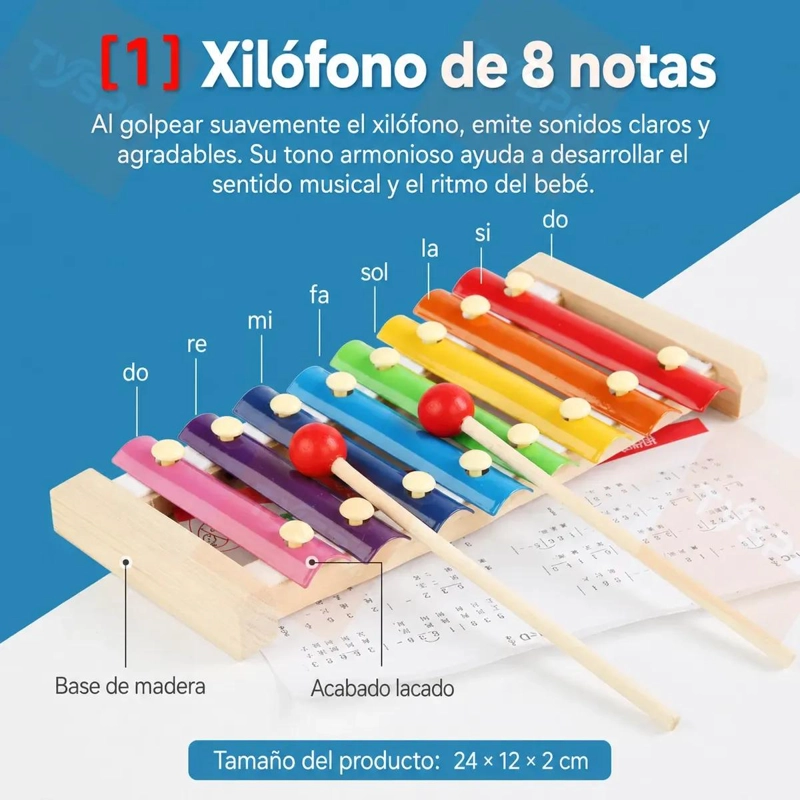 KIT MUSICAL INFANTIL CON 8 INSTRUMENTOS PARA APRENDER Y JUGAR - 4