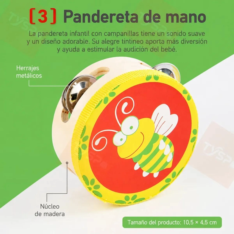 KIT MUSICAL INFANTIL CON 8 INSTRUMENTOS PARA APRENDER Y JUGAR - 6