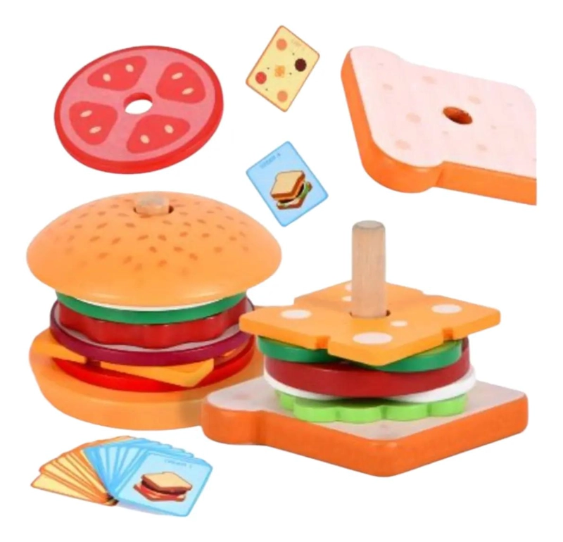 JUEGO DE ENCAJE DE MADERA PARA NIÑOS CON ALIMENTOS DIVERTIDOS - 3