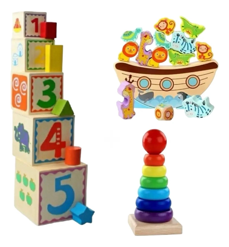 PACK DE JUGUETES DIDACTICOS DE MADERA PARA MOTRICIDAD - 1