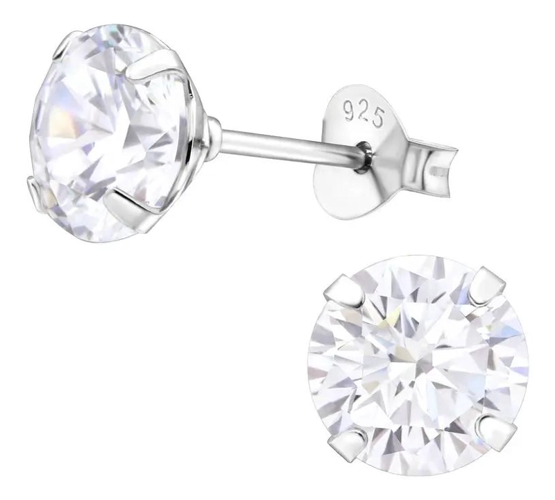 AROS CIRCON BRILLANTE 7 MM EN PLATA 925 PARA HOMBRE Y MUJER - 1