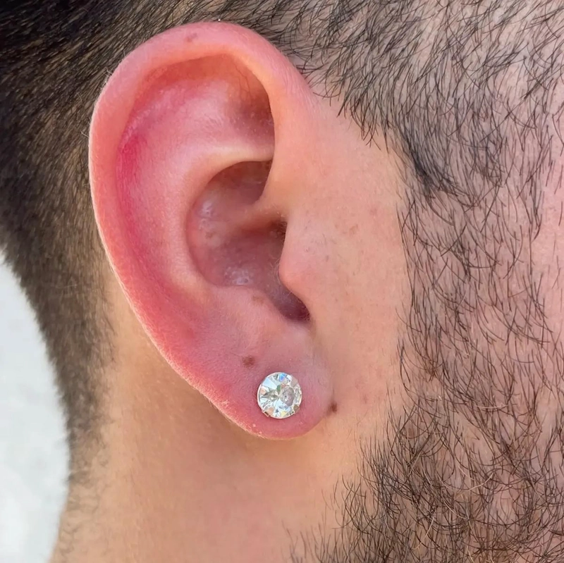 AROS CIRCON BRILLANTE 7 MM EN PLATA 925 PARA HOMBRE Y MUJER - 2