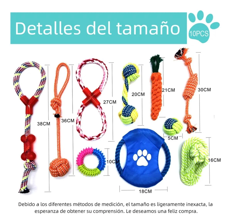SET DE 10 JUGUETES INTERACTIVOS DE CUERDA PARA MASCOTAS - 2