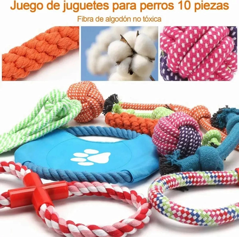 SET DE 10 JUGUETES INTERACTIVOS DE CUERDA PARA MASCOTAS - 3
