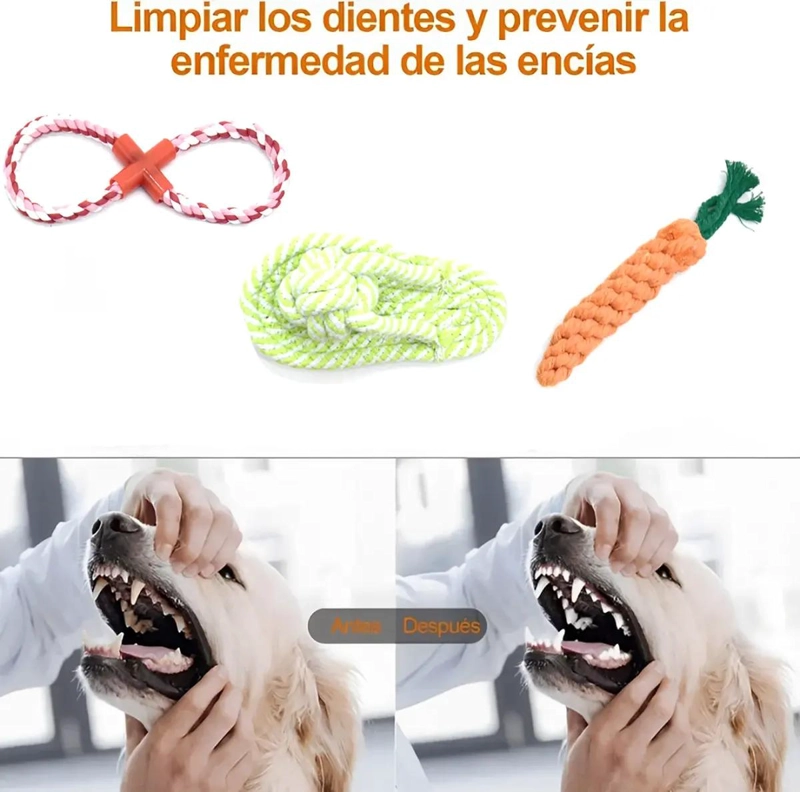 SET DE 10 JUGUETES INTERACTIVOS DE CUERDA PARA MASCOTAS - 8