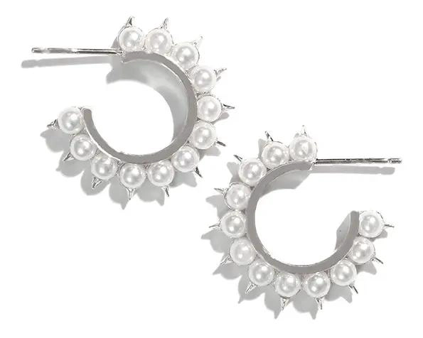 ARGOLLAS DE PERLAS CON BASE DE PLATA 925 CHAPADA EN ORO BLANCO - 4