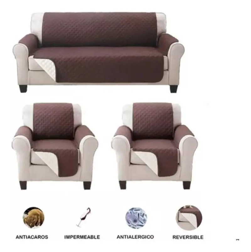 PACK DE FUNDAS PROTECTORAS PARA SOFA DE 1 Y 2 CUERPOS IMPERMEABLES - 3