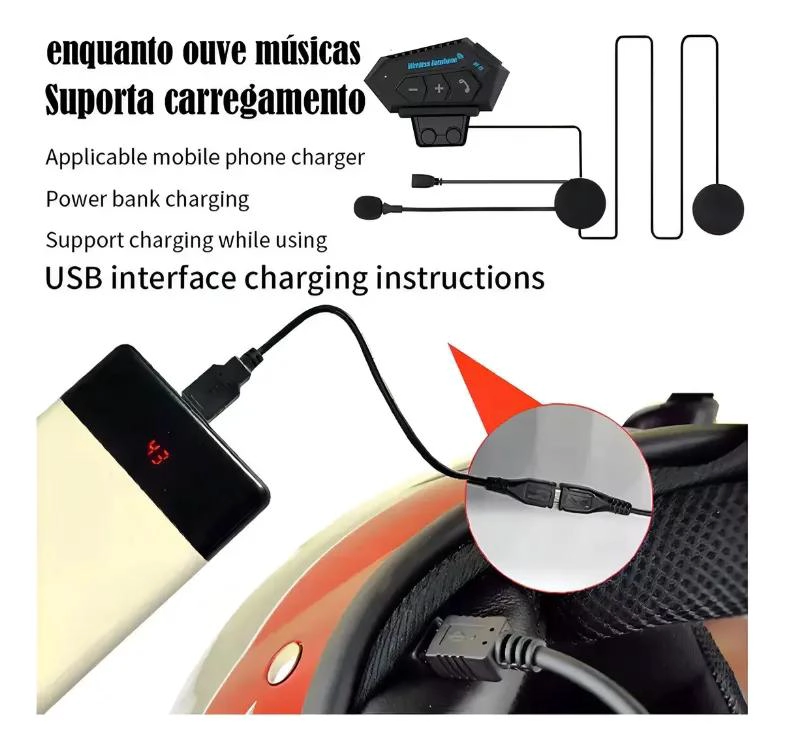 AURICULARES BLUETOOTH 5.0 PARA CASCO DE MOTO IMPERMEABLES - 3