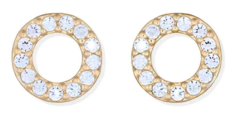 AROS DE PLATA CON BAÑO DE ORO Y CIRCONES ELEGANTES - 1