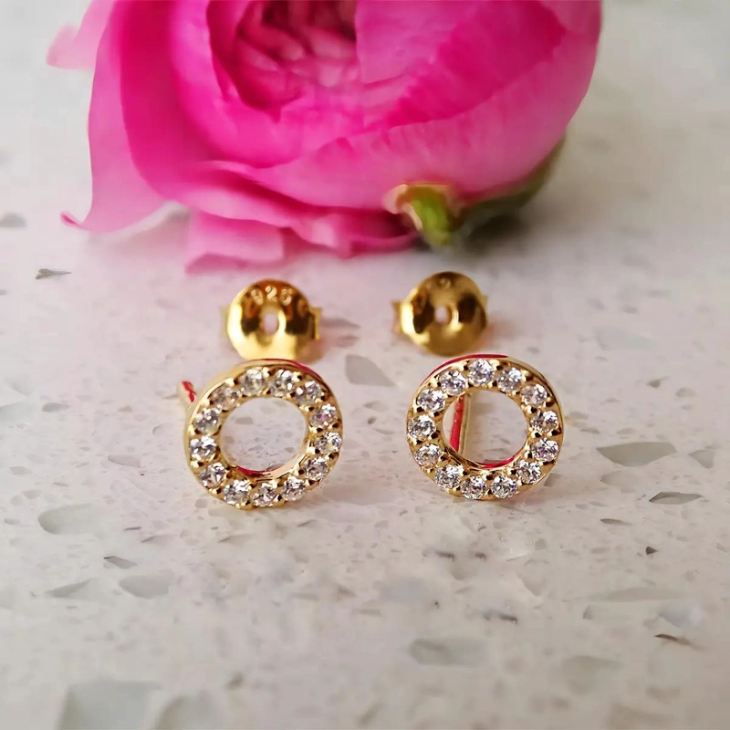 AROS DE PLATA CON BAÑO DE ORO Y CIRCONES ELEGANTES - 2