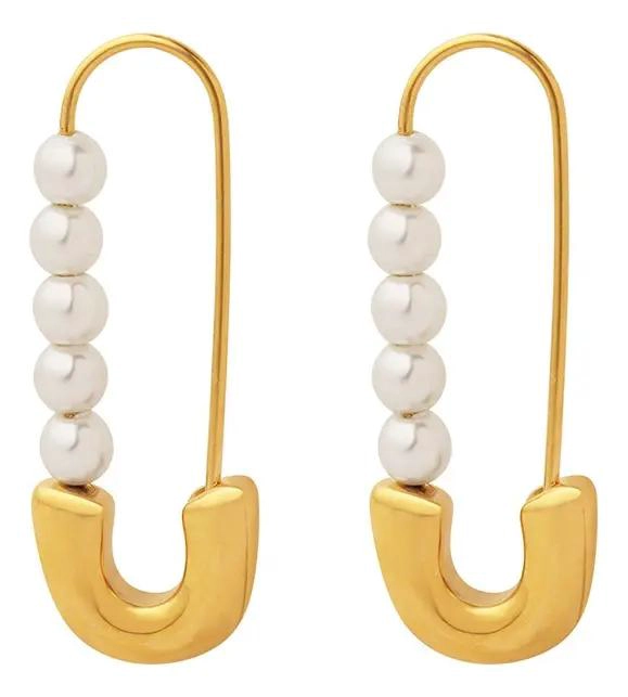 AROS ELEGANTES BAÑADOS EN ORO 18K CON PERLAS - 1