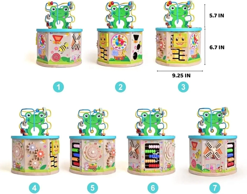 CUBO DE ACTIVIDADES DE MADERA CON LABERINTO Y PESCA MAGNE TICA - 4
