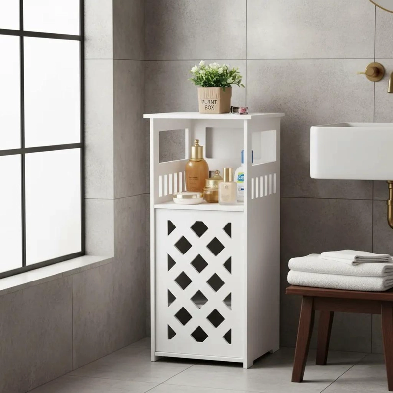ESTANTE DE BAÑO COMPACTO CON PUERTA Y 3 ESTANTES INTERNOS - 1