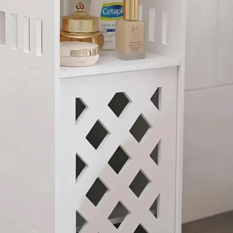 ESTANTE DE BAÑO COMPACTO CON PUERTA Y 3 ESTANTES INTERNOS - 4