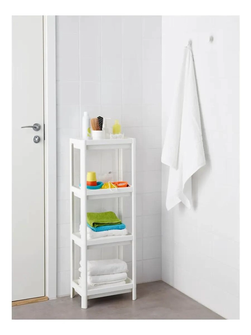 ESTANTE ORGANIZADOR DE BAÑO CON 4 REPISAS BLANCAS DE PLASTICO - 1