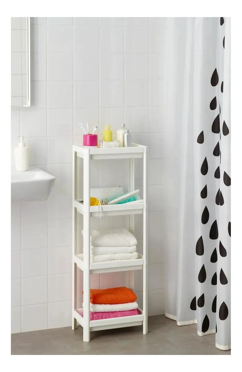 ESTANTE ORGANIZADOR DE BAÑO CON 4 REPISAS BLANCAS DE PLASTICO - 2