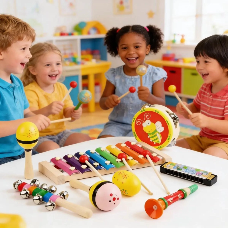 SET DE INSTRUMENTOS MUSICALES DE MADERA PARA NIÑOS - 9