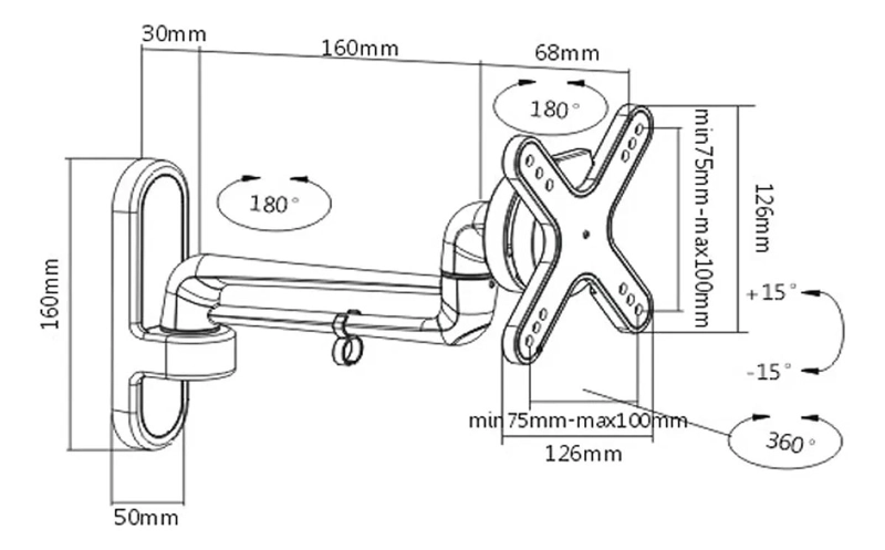 SOPORTE DE MONITOR PARED BRAZO ARTICULADO PARA PANTALLAS DE 13 A 27 PULGADAS - 2