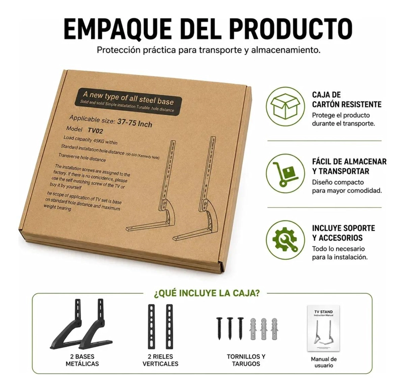 BASE DE MESA AJUSTABLE PARA TELEVISORES DE 37 A 75 PULGADAS - 6