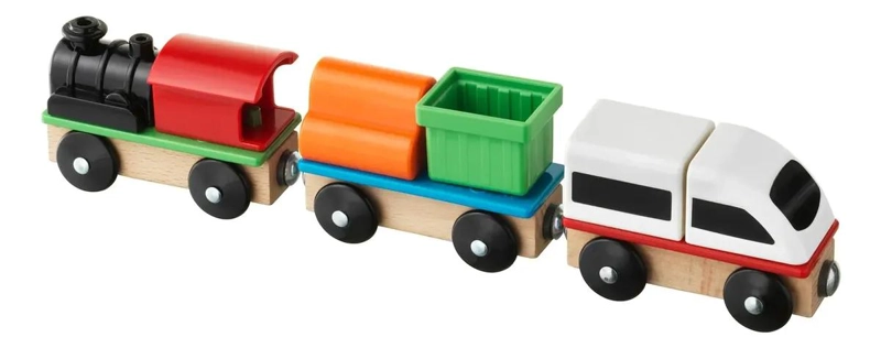 TREN DE JUGUETE DE MADERA MACIZA CON IMANES PARA NIÑOS - 1