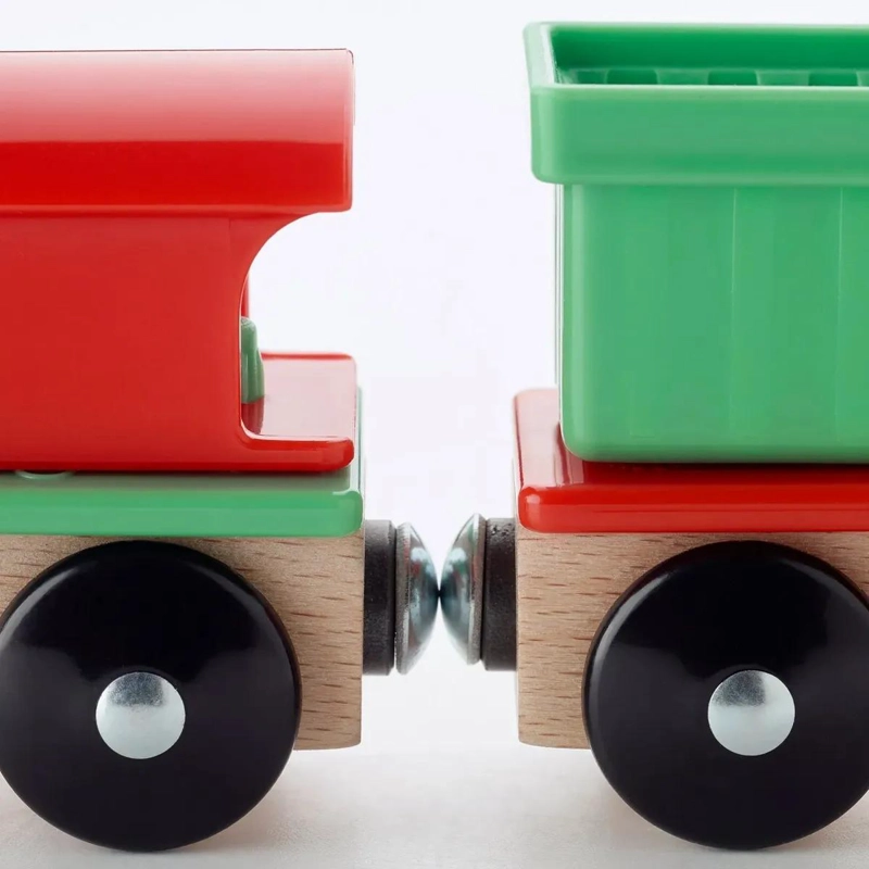 TREN DE JUGUETE DE MADERA MACIZA CON IMANES PARA NIÑOS - 3