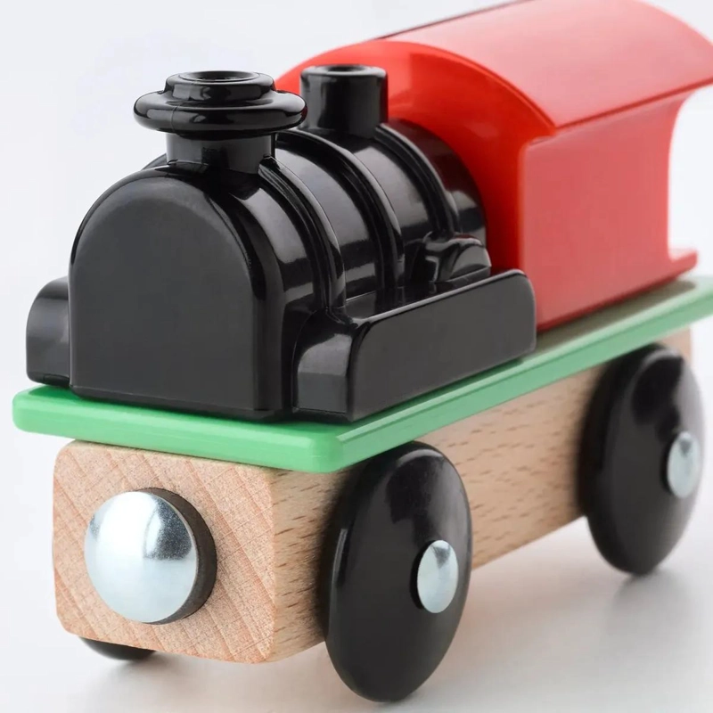 TREN DE JUGUETE DE MADERA MACIZA CON IMANES PARA NIÑOS - 4