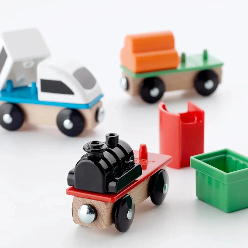 TREN DE JUGUETE DE MADERA MACIZA CON IMANES PARA NIÑOS - 5