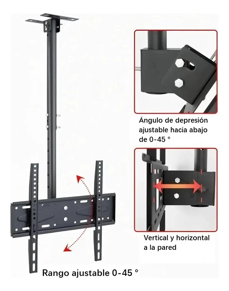 SOPORTE DE TECHO AJUSTABLE PARA TELEVISORES DE 26 A 60 PULGADAS - 7
