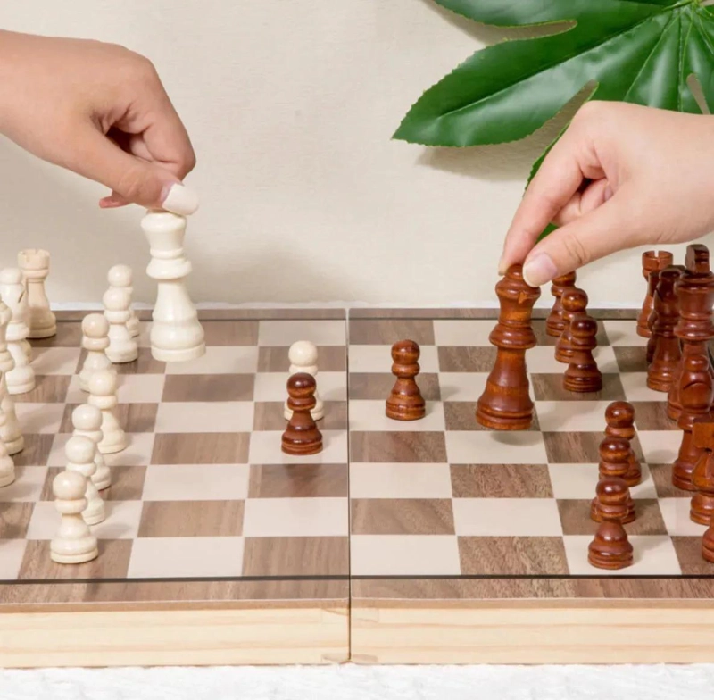 SET DE AJEDREZ MAGNE TICO DE MADERA 2 EN 1 PARA JUGAR EN FAMILIA - 6