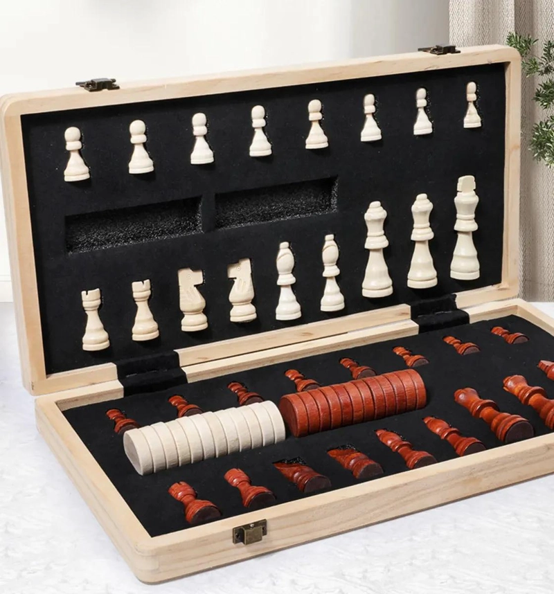 SET DE AJEDREZ MAGNE TICO DE MADERA 2 EN 1 PARA JUGAR EN FAMILIA - 7