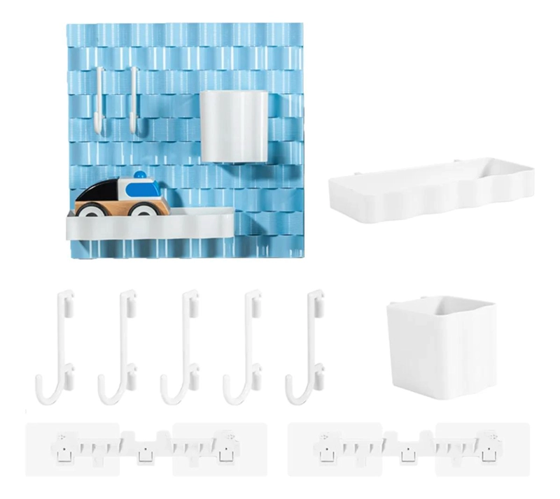 ORGANIZADOR DE PARED PARA ESCRITORIO CON ACCESORIOS Y GANCHOS - 1