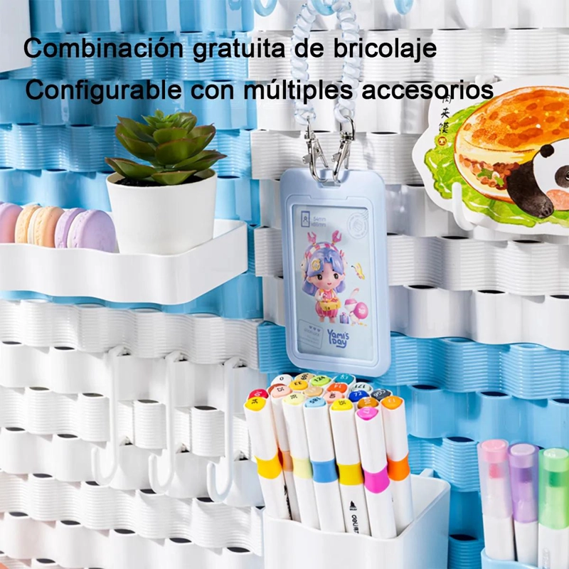 ORGANIZADOR DE PARED PARA ESCRITORIO CON ACCESORIOS Y GANCHOS - 3