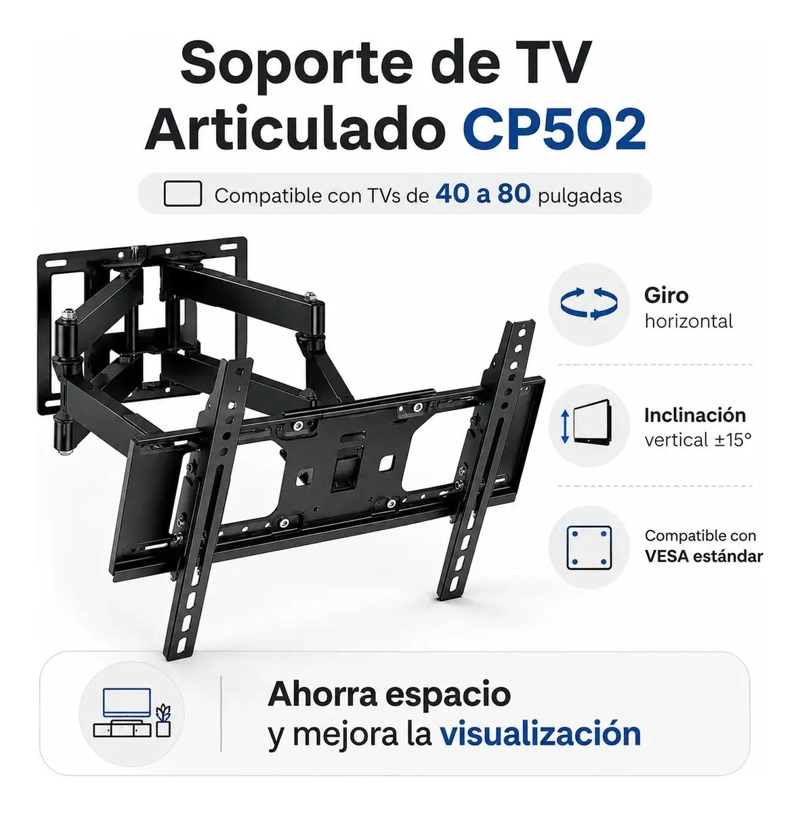 SOPORTE DE PARED ARTICULADO PARA TV DE 40 A 80 PULGADAS - 3