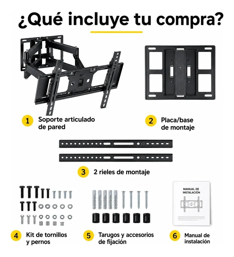 SOPORTE DE PARED ARTICULADO PARA TV DE 40 A 80 PULGADAS - 8