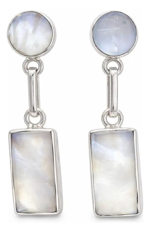 AROS RECTANGULARES DE NACAR EN PLATA 950 PARA MUJER - 1