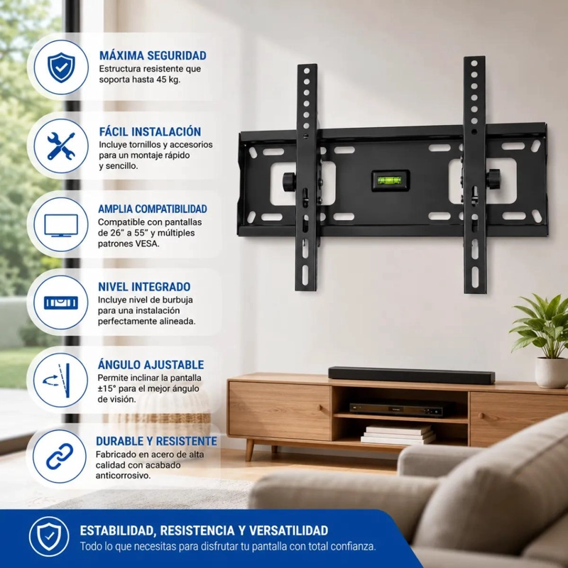 SOPORTE DE PARED FIJO UNIVERSAL PARA TELEVISORES DE 23 A 65 PULGADAS - 3