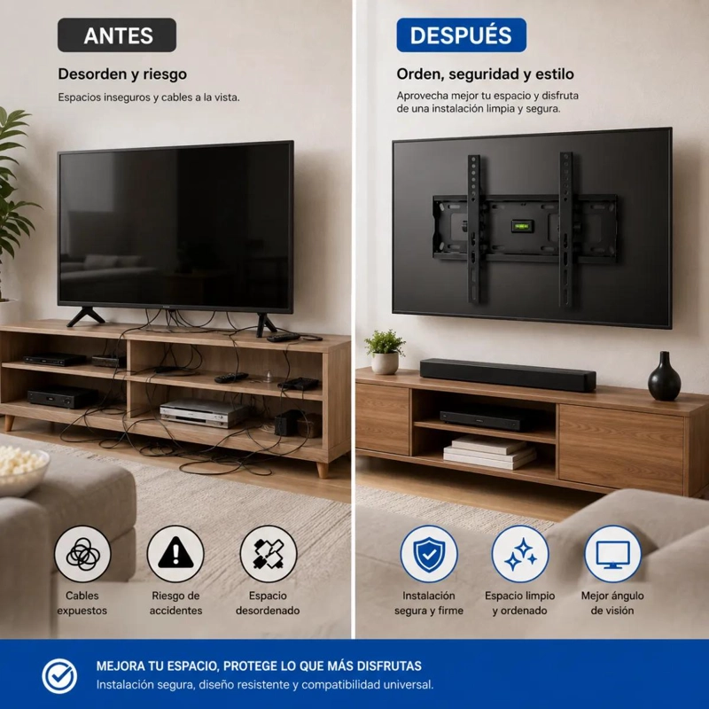 SOPORTE DE PARED FIJO UNIVERSAL PARA TELEVISORES DE 23 A 65 PULGADAS - 5