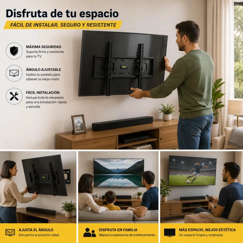 SOPORTE DE PARED FIJO UNIVERSAL PARA TELEVISORES DE 23 A 65 PULGADAS - 9